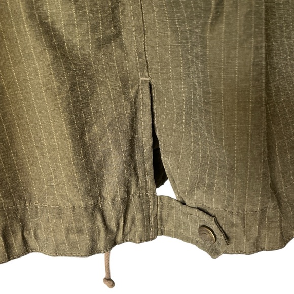 Eddie Bauer Hooded Striped Spring Fall Cotton Nylon Utility Rain Jacket M Green - Picture 9 of 10